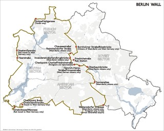 Cartina del muro di Berlino e le sue porte