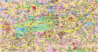 Cartina turistica di musei, giro turistico, attrazioni e monumenti di Berlino